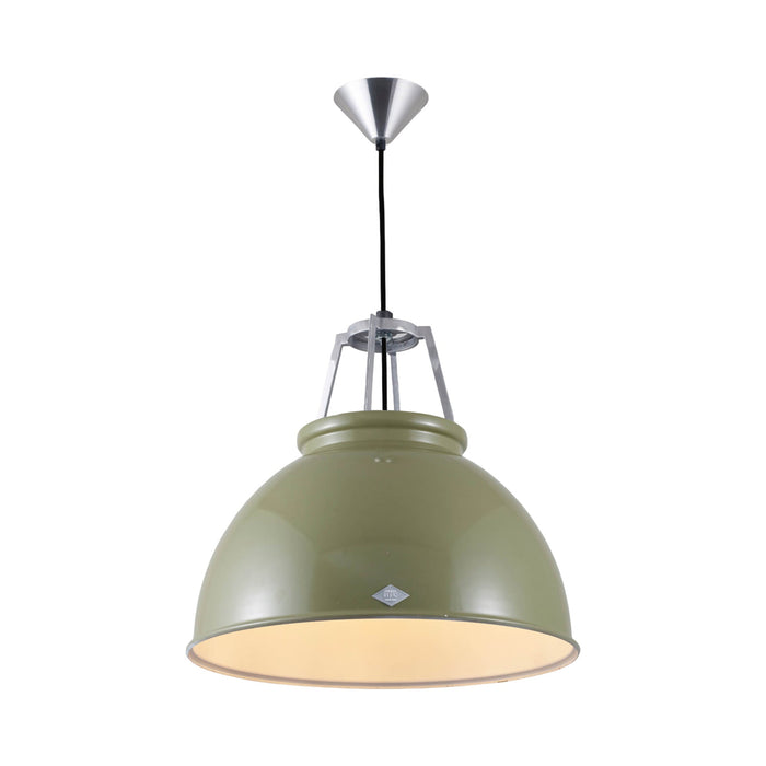 Titan Pendant Light in Olive Green/White (Medium/No Glass).