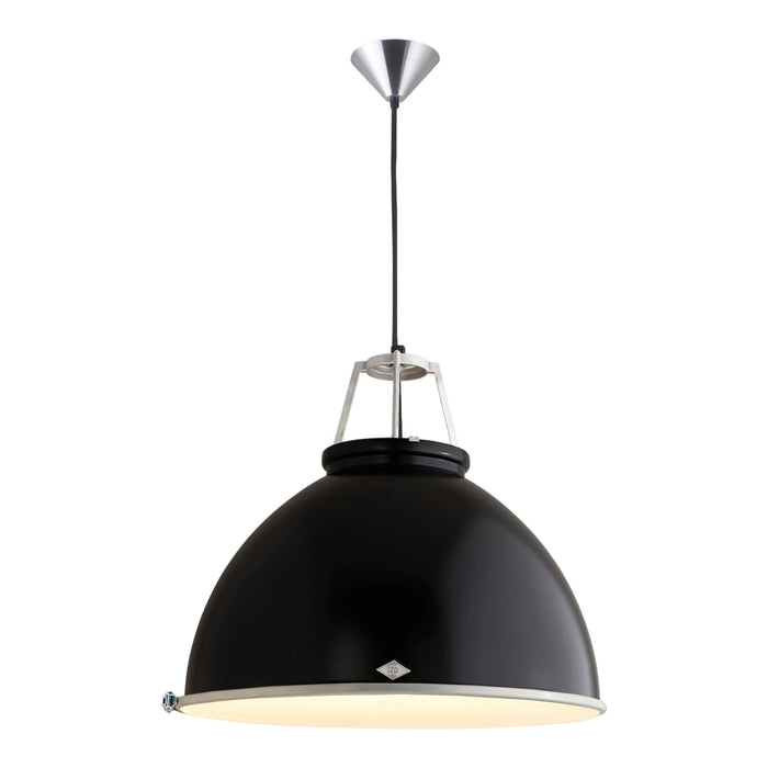 Titan Pendant Light in Black (Large/Etched Glass).