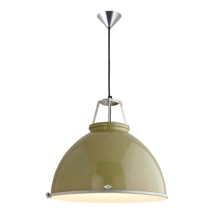 Titan Pendant Light in Olive Green (Large/Etched Glass).