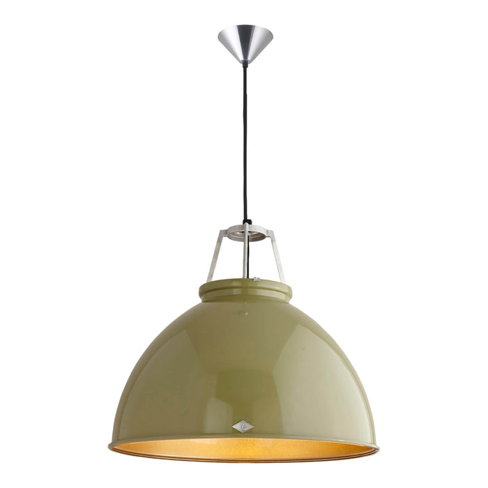 Titan Pendant Light in Olive Green/Bronze (Large/No Glass).