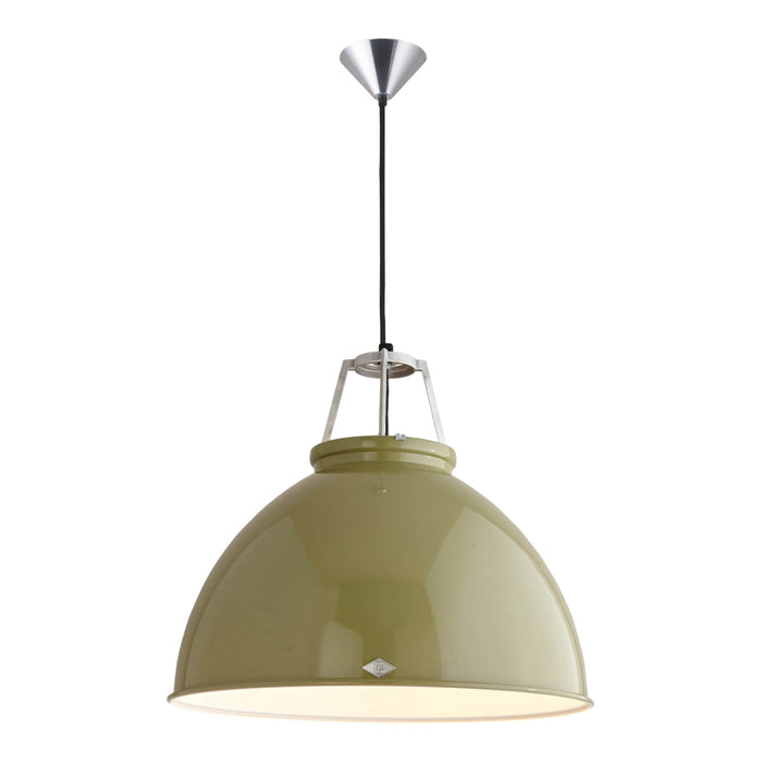 Titan Pendant Light in Olive Green/White (Large/No Glass).