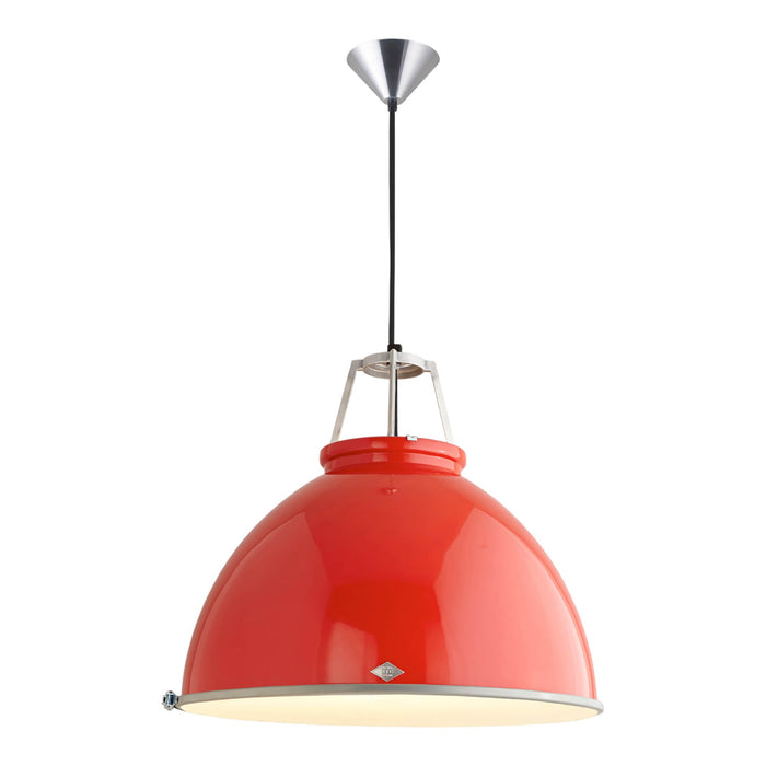 Titan Pendant Light in Red (Large/Etched Glass).