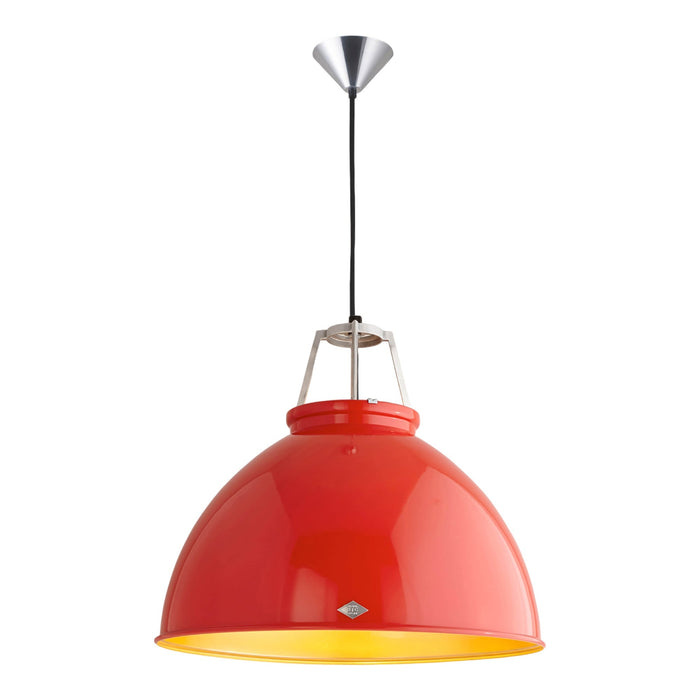 Titan Pendant Light in Red/Gold (Large/No Glass).