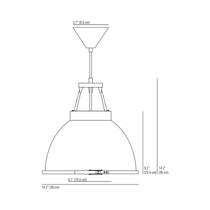 Titan Pendant Light - line drawing.