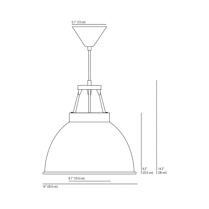 Titan Pendant Light - line drawing.