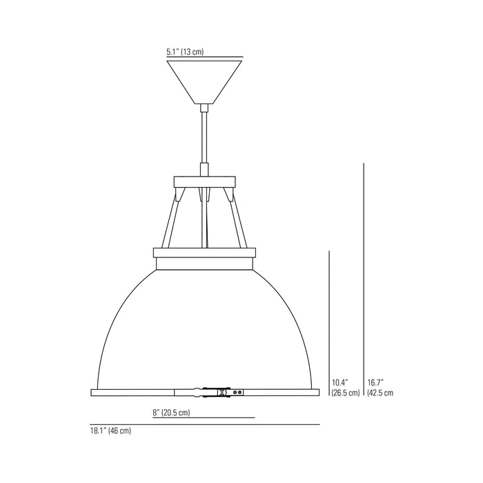 Titan Pendant Light - line drawing.