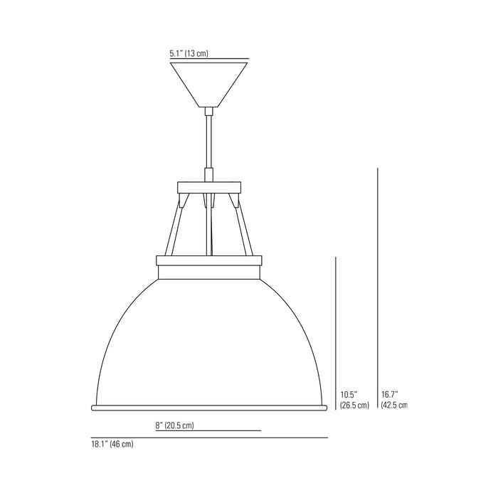 Titan Pendant Light - line drawing.