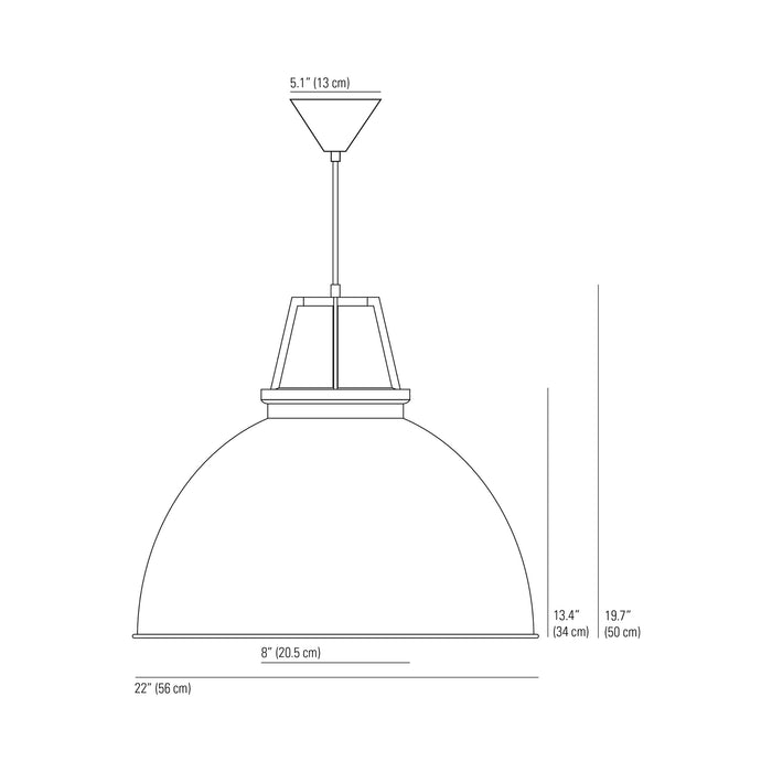 Titan Pendant Light - line drawing.