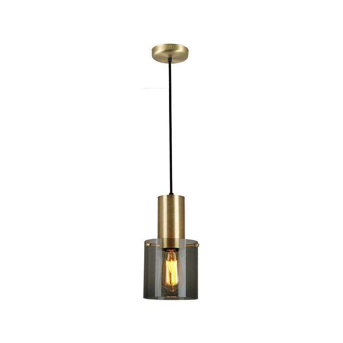 Walter Pendant Light in Anthracite Glass/Brass (Small).