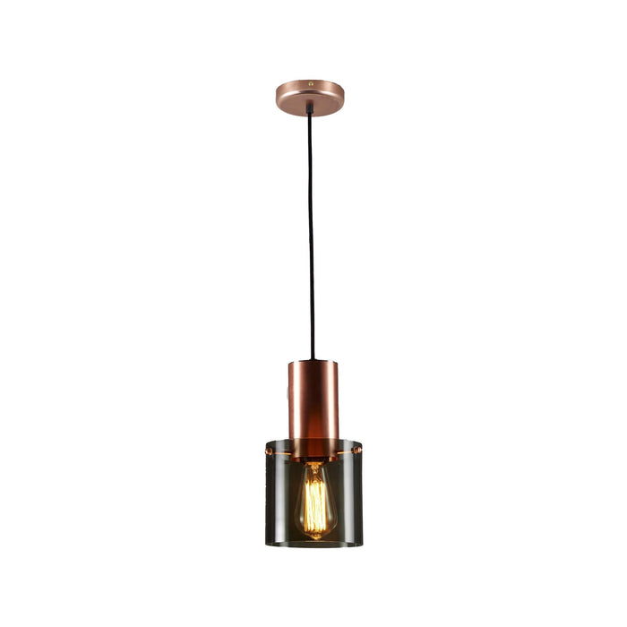 Walter Pendant Light in Anthracite Glass/Copper (Small).