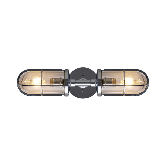 Weatherproof Ship's Well Glass Wall Light in Chrome/Clear Glass (2-Light).