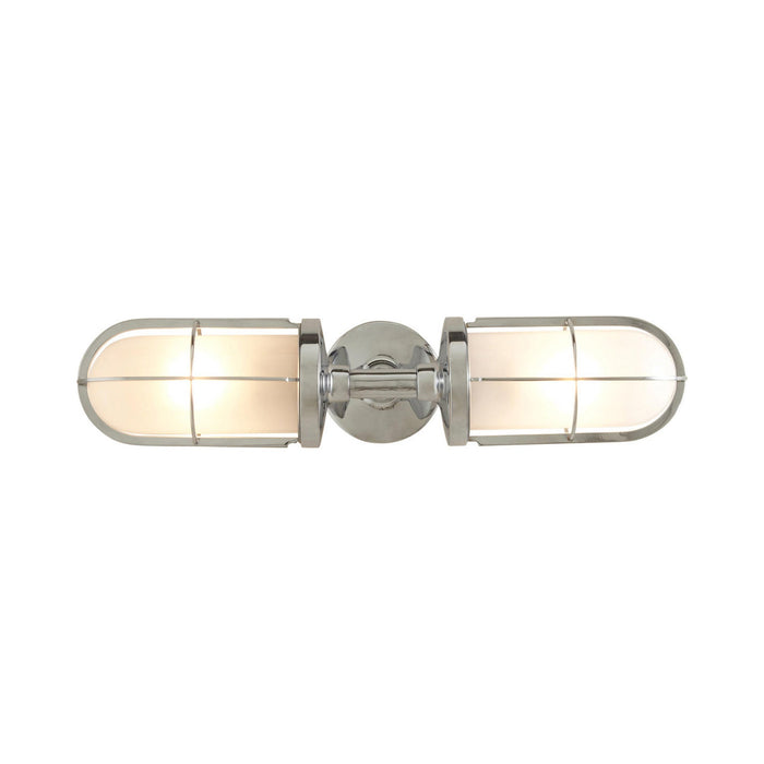 Weatherproof Ship's Well Glass Wall Light in Chrome/Frosted Glass (2-Light).