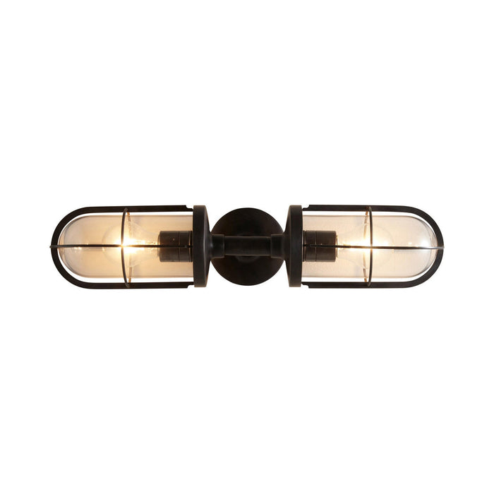 Weatherproof Ship's Well Glass Wall Light in Weathered Brass/Clear Glass (2-Light).