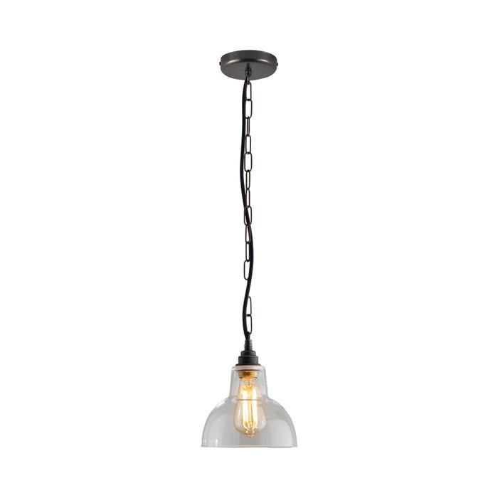 York Pendant Light in Clear/Weathered Brass (Small).