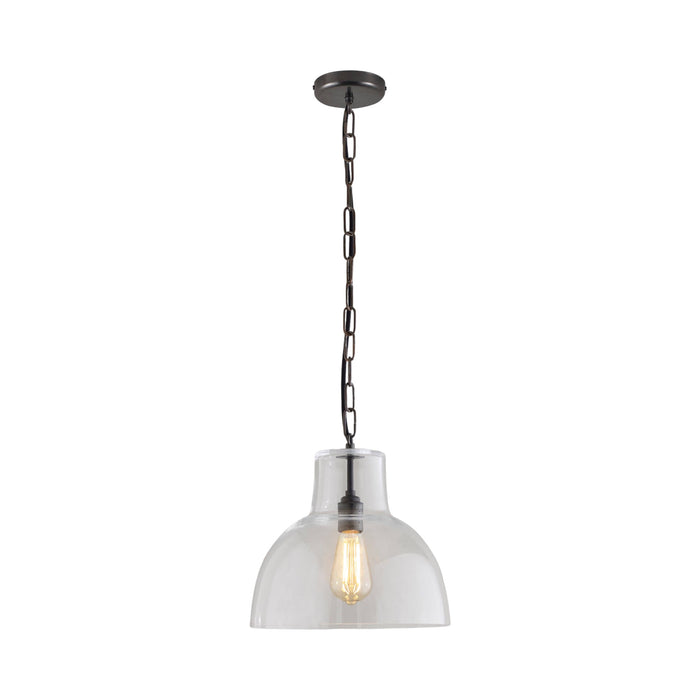 York Pendant Light in Clear/Weathered Brass (Large).