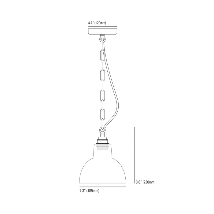 York Pendant Light - line drawing.