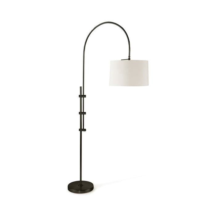 Arc Floor Lamp with Linen Shade in Oil Rubbed Bronze.