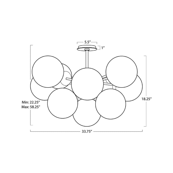 Shine Flush Mount Ceiling Light - line drawing.