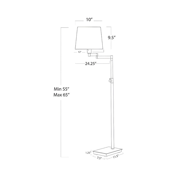 Southern Living Virtue Floor Lamp - line drawing.