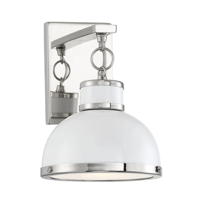 Corning Wall Light in White/Polished Nickel.