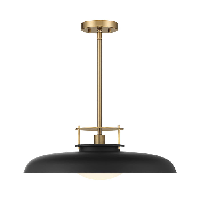 Gavin Pendant Light in Matte Black with Warm Brass Accents.