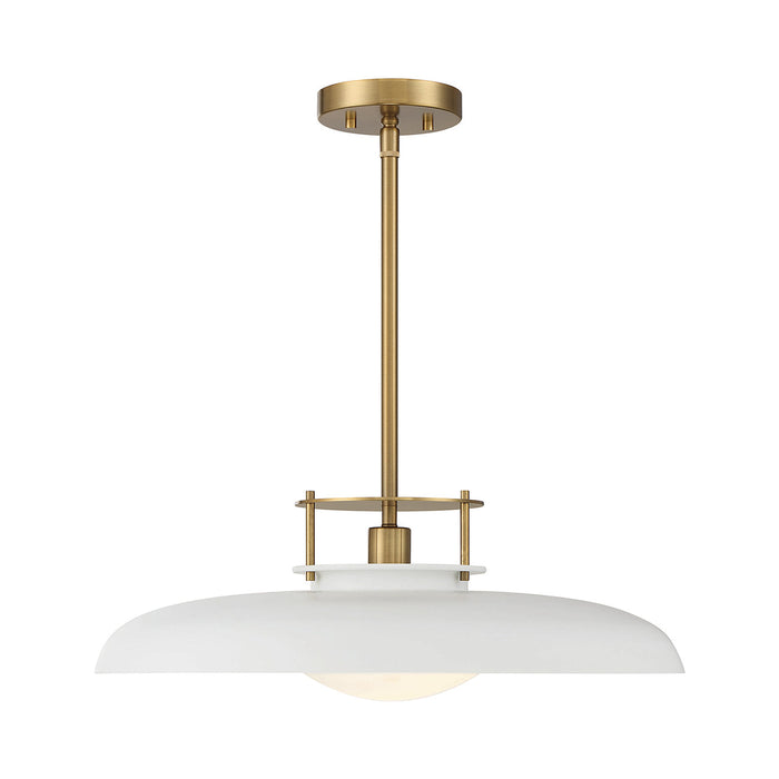 Gavin Pendant Light in White with Warm Brass Accents.