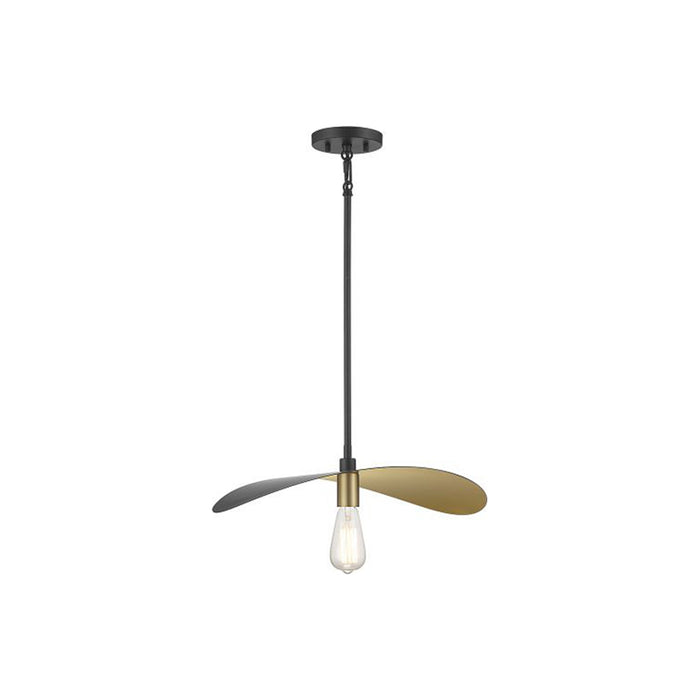 Meridian M7031 Pendant Light in Matte Black and Painted Gold.