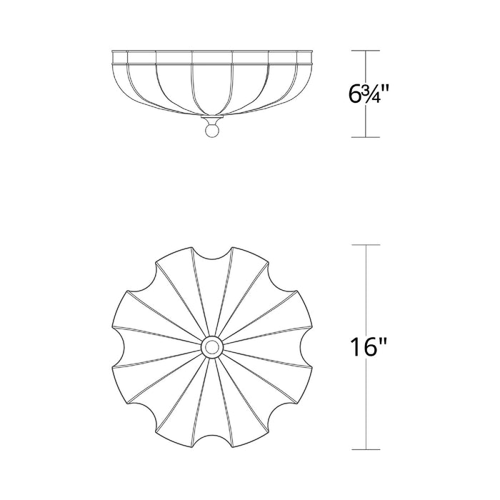 Cupola LED Flush Mount Ceiling Light - line drawing.