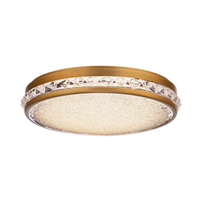 Kristally LED Flush Mount Ceiling Light in Aged Brass.
