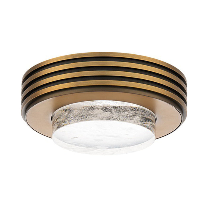 Zircle LED Flush Mount Ceiling Light in Aged Brass.