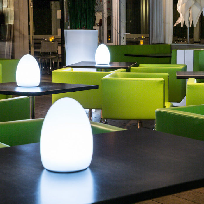 Egg Bluetooth Outdoor LED Lamp in restaurant.