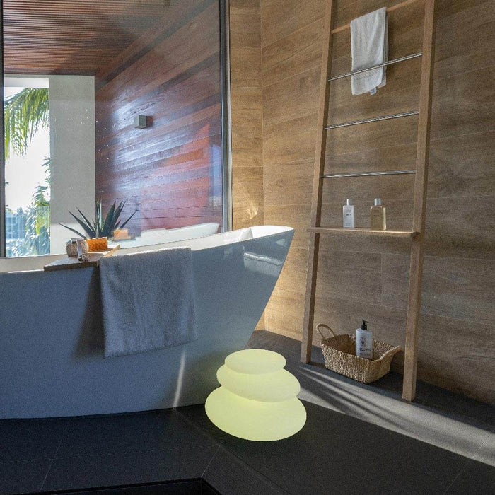 Zen Floating Bluetooth Outdoor LED Lamp in bathroom.