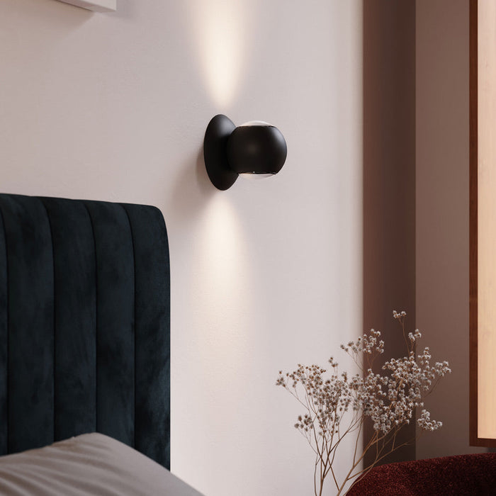 Hemisphere LED Wall Light in bedroom.
