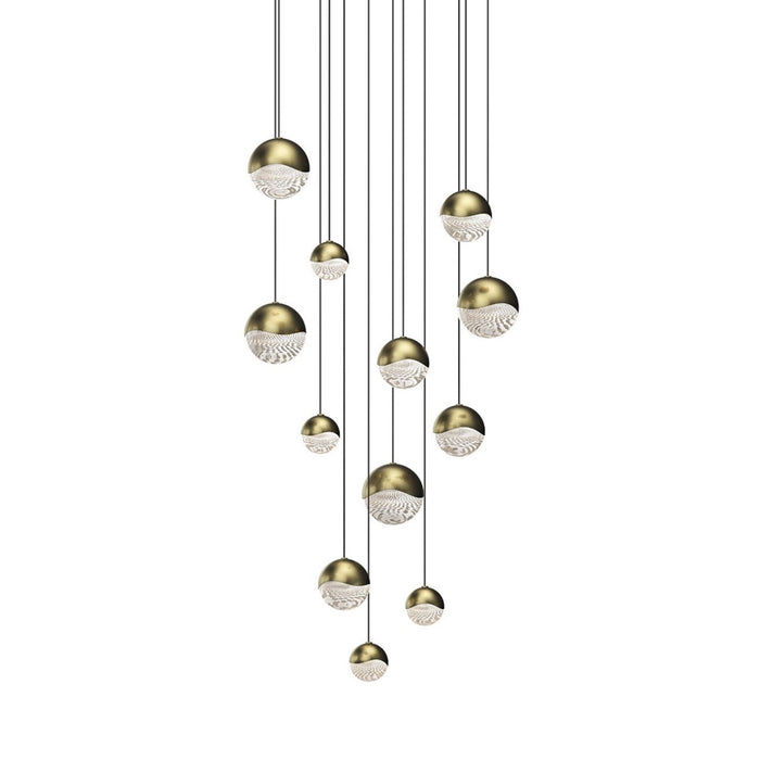 Grapes® 12-Light Round LED Multipoint Pendant Light in Brass/Assorted Bulb.