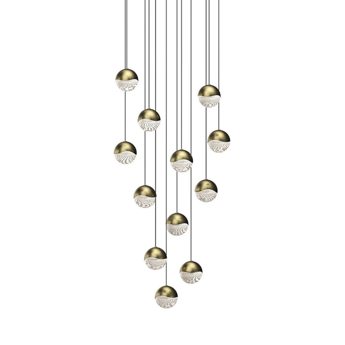 Grapes® 12-Light Round LED Multipoint Pendant Light in Brass/Medium Bulb.
