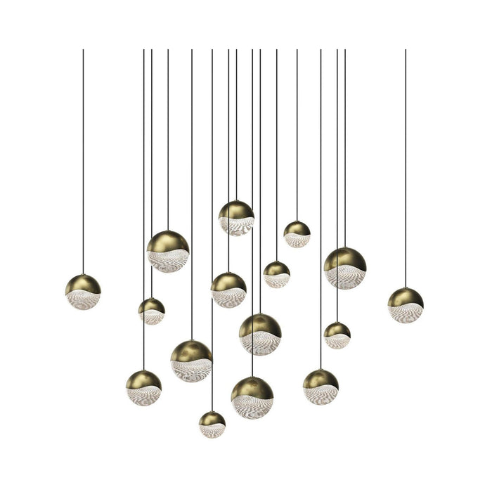Grapes® 16-Light Square LED Multipoint Pendant Light in Brass/Assorted.