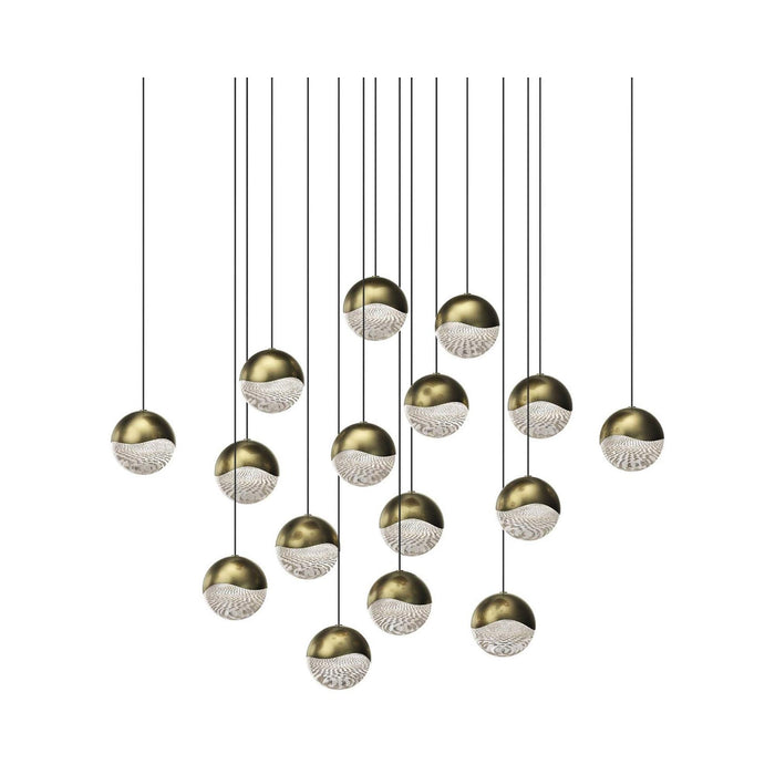 Grapes® 16-Light Square LED Multipoint Pendant Light in Brass /Large.