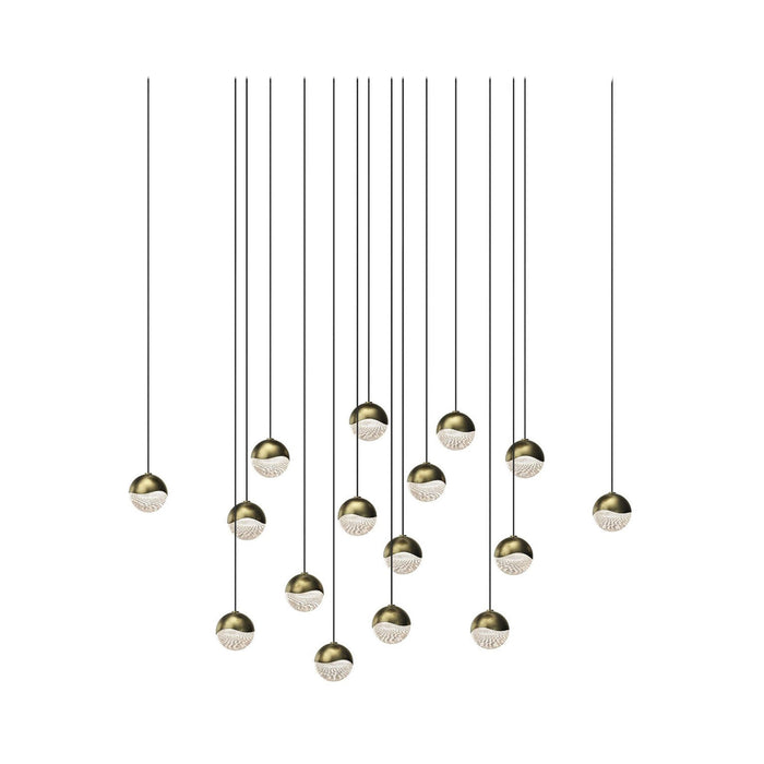Grapes® 16-Light Square LED Multipoint Pendant Light in Brass /Small.
