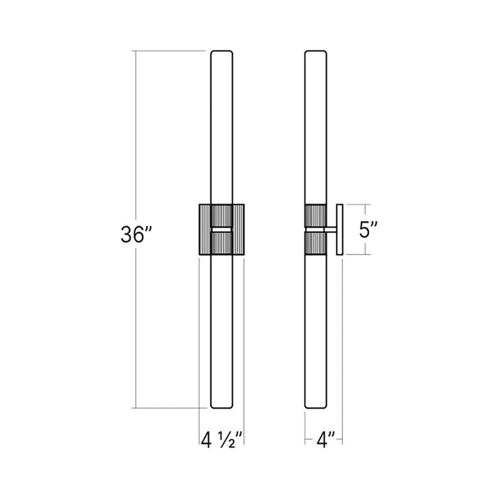 Scepter LED Bath Wall Light - line drawing.
