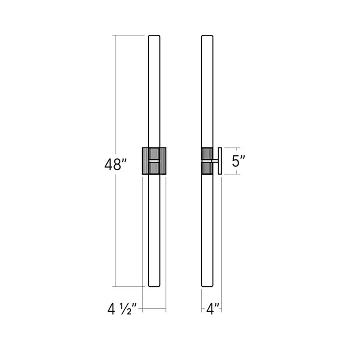 Scepter LED Bath Wall Light - line drawing.