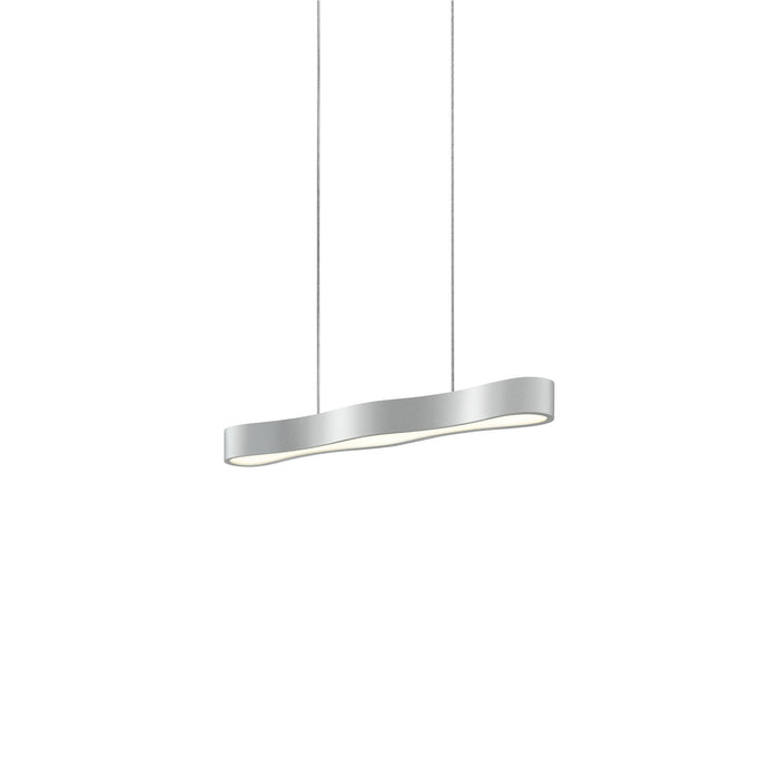 Corso Linear LED Pendant Light in Bright Satin Aluminum (Small).