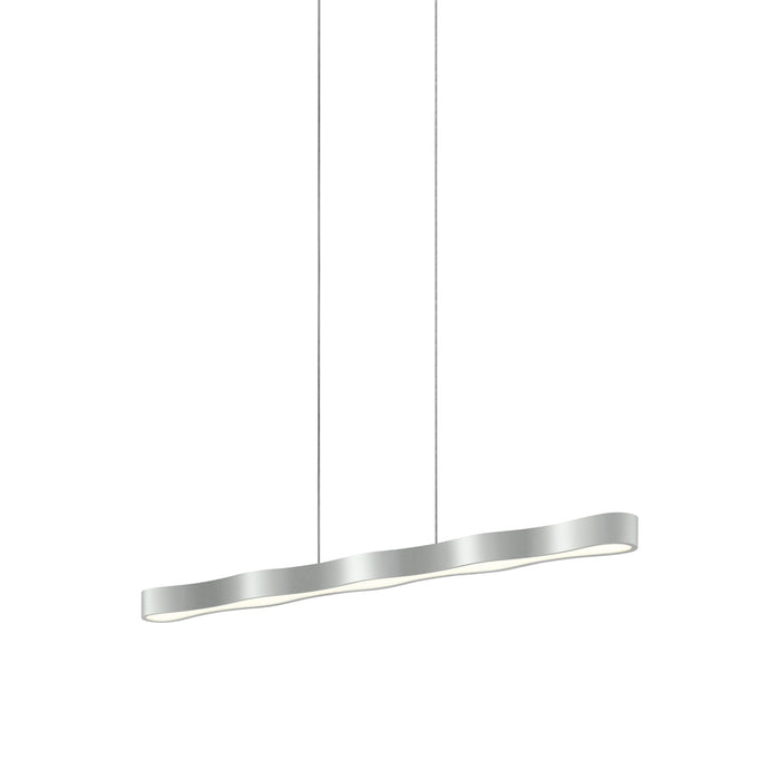 Corso Linear LED Pendant Light in Bright Satin Aluminum (Large).