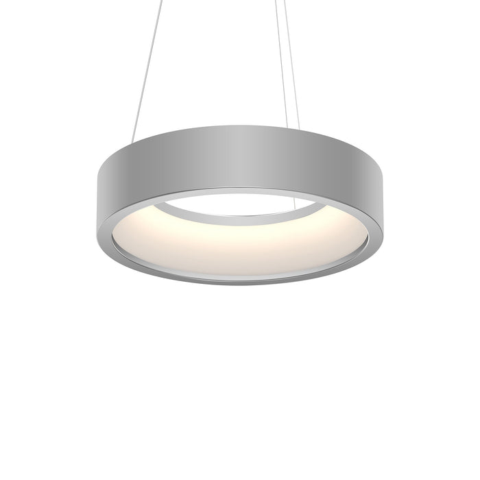 Tromme™ LED Pendant Light in Bright Satin Aluminum (18-Inch Short).