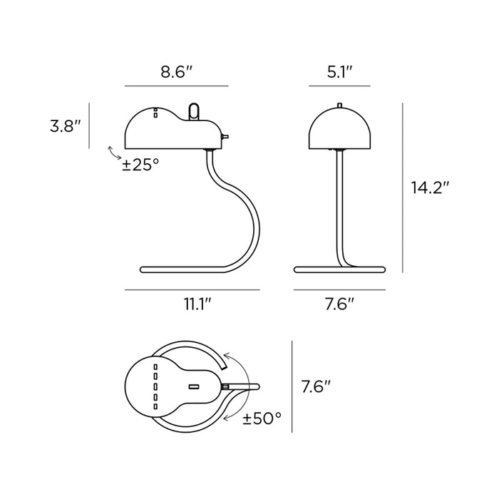 MiniTopo Table Lamp - line drawing.