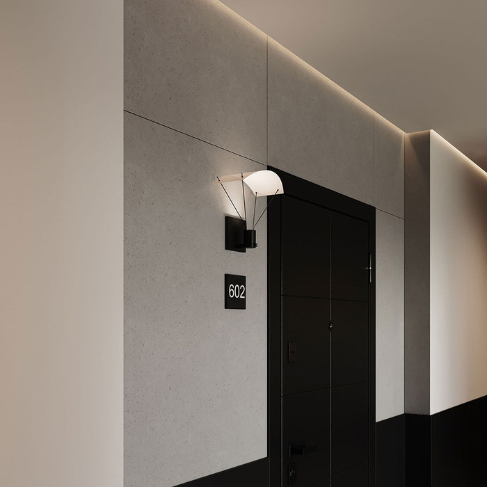 Suspenders® Standard Single LED Wall Light in hallway.