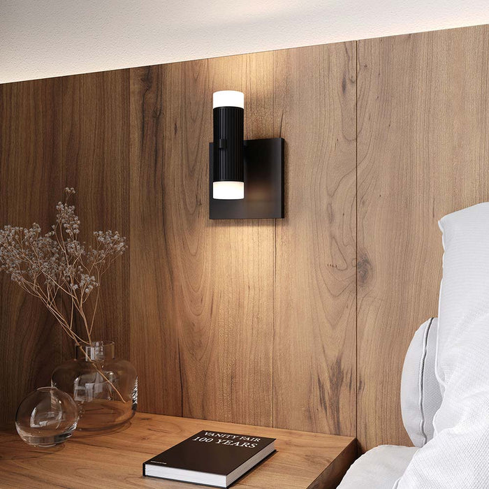 Suspenders® Standard Single LED Wall Light in bedroom.