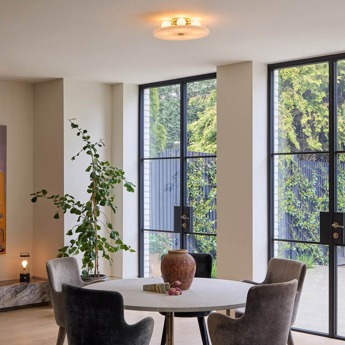 Magma Semi Flush Mount Ceiling Light in living room.