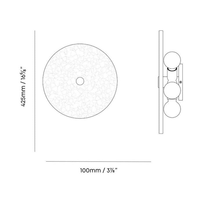 Magma Semi Flush Mount Ceiling Light - line drawing.