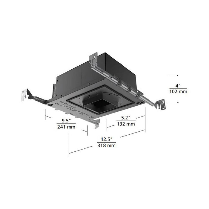 ELEMENT 3-Inch Round IC Rated LED Adjustable Recessed Housing - line drawing.