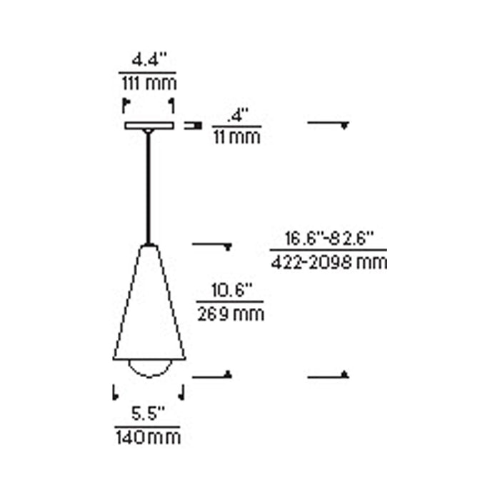 Joni LED Pendant Light - line drawing.